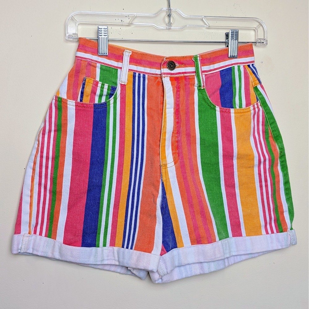 Vintage NOT GUILTY USA‎ Bold Striped Denim Girls Youth Shorts Size 5/6